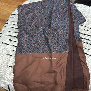 Christian Dior silk& wool  Brown and Blue Scarf